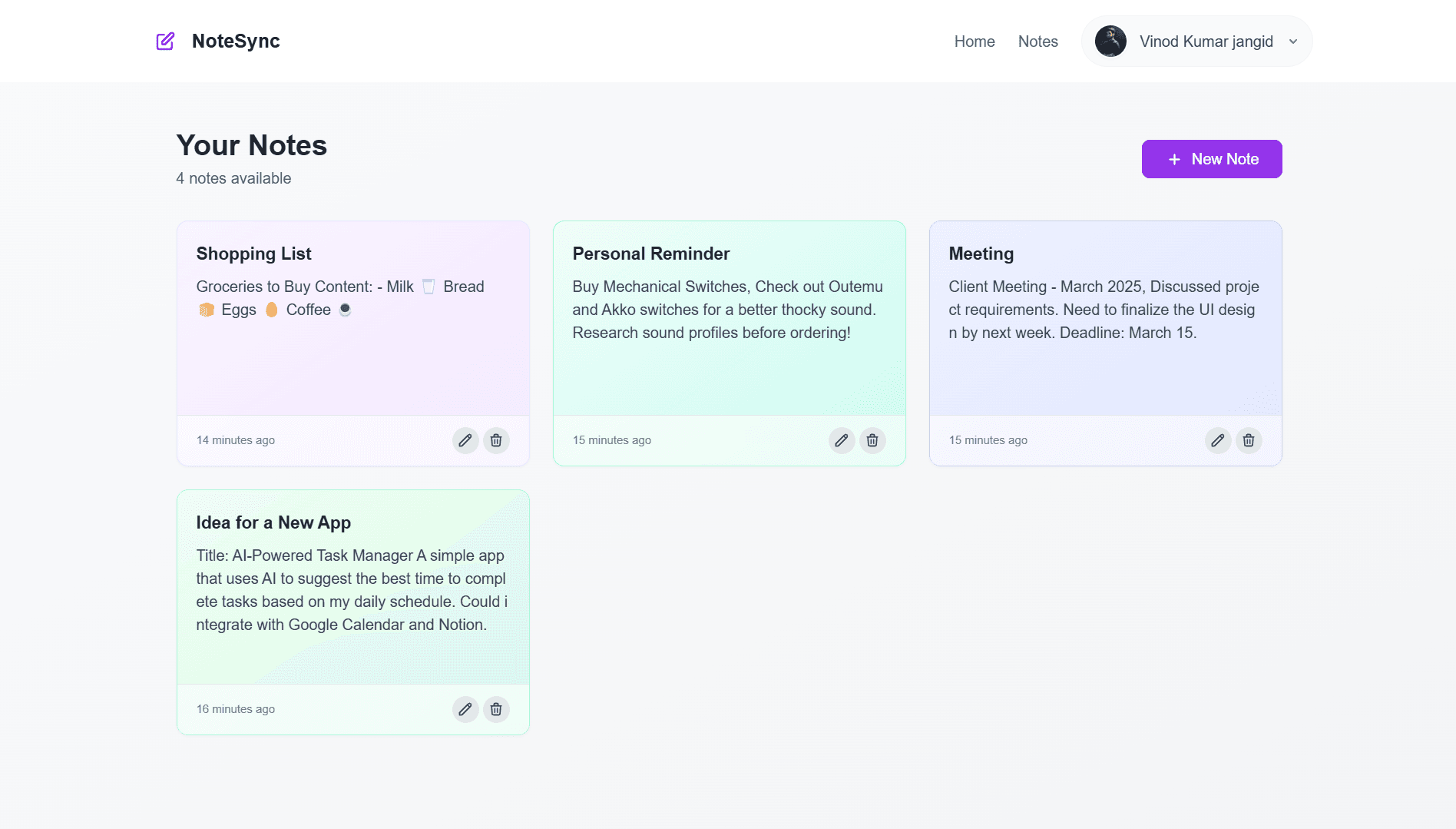 NoteSync App Interface